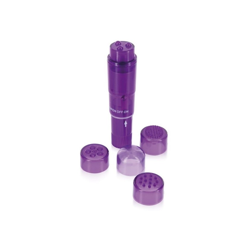 Emportez le partout …Petit et discret Pocket Pleasure Vibrations intenses avec la variation de 4 accessoires différents. ompact