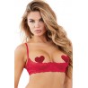 soutien gorge ROUGE seins nus dentelle
