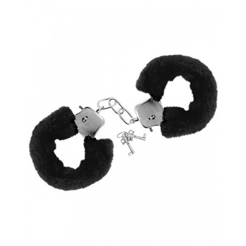 Menottes à fourrure synthétique Noir et argenté