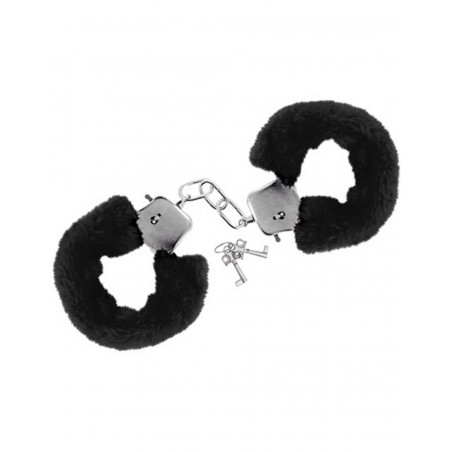 Menottes à fourrure synthétique Noir et argenté