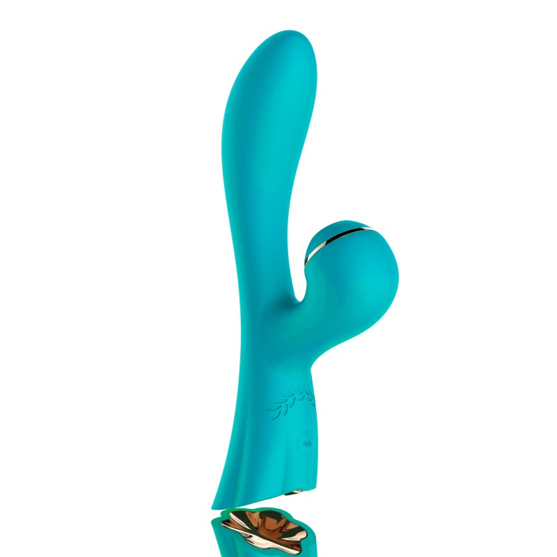 2 en 1 Vibromasseur rabbit et stimulateur de clitoris Luxury, USB bleu turquoise