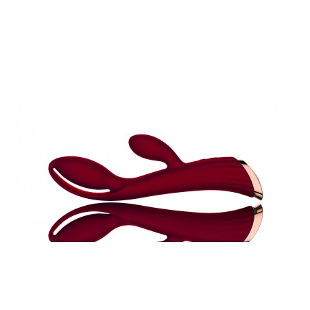Vibromasseur rabbit Luxury chauffant avec stimulateur de clitoris, USB, rouge bordeau