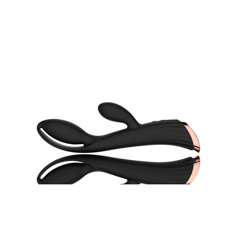 Vibromasseur rabbit Luxury chauffant avec stimulateur de clitoris, USB, noir