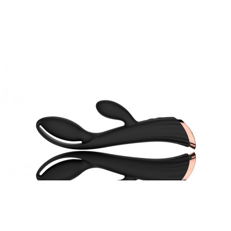 Vibromasseur rabbit Luxury chauffant avec stimulateur de clitoris, USB, noir