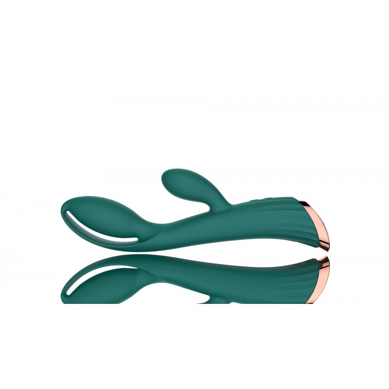 Vibromasseur rabbit Luxury chauffant avec stimulateur de clitoris, USB, vert
