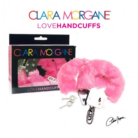 Menottes à fourrure synthétique rose et argenté