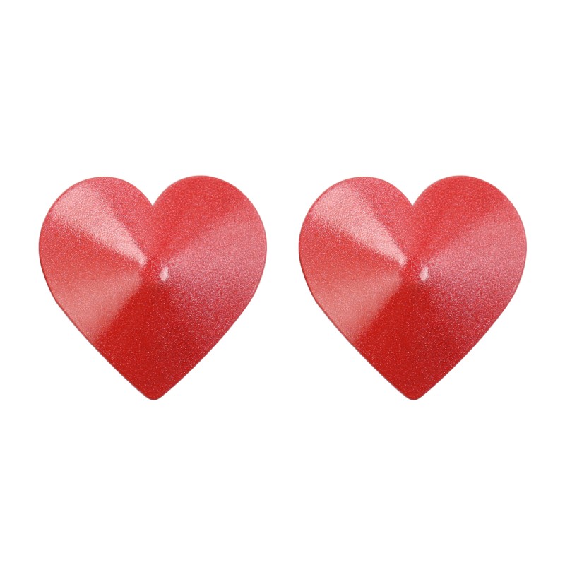 Paire de nipples cœur métal couleur rouge