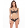 Ensemble 2 pièces soutien-gorge dentelle et lanières - string noir