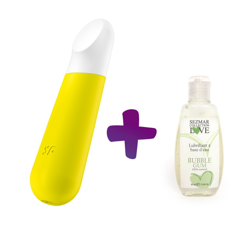 OFFRE DUO Vibromasseur jaune USB Ultra Power Bullet 1 Satisfyer  + UN LUBRIFIANT SEZMAR 90ML