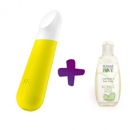 OFFRE DUO Vibromasseur jaune USB Ultra Power Bullet 1 Satisfyer  + UN LUBRIFIANT SEZMAR 90ML