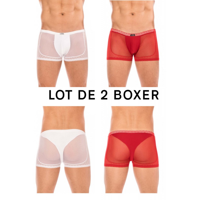 Lot de 2 boxer rouge et blanc