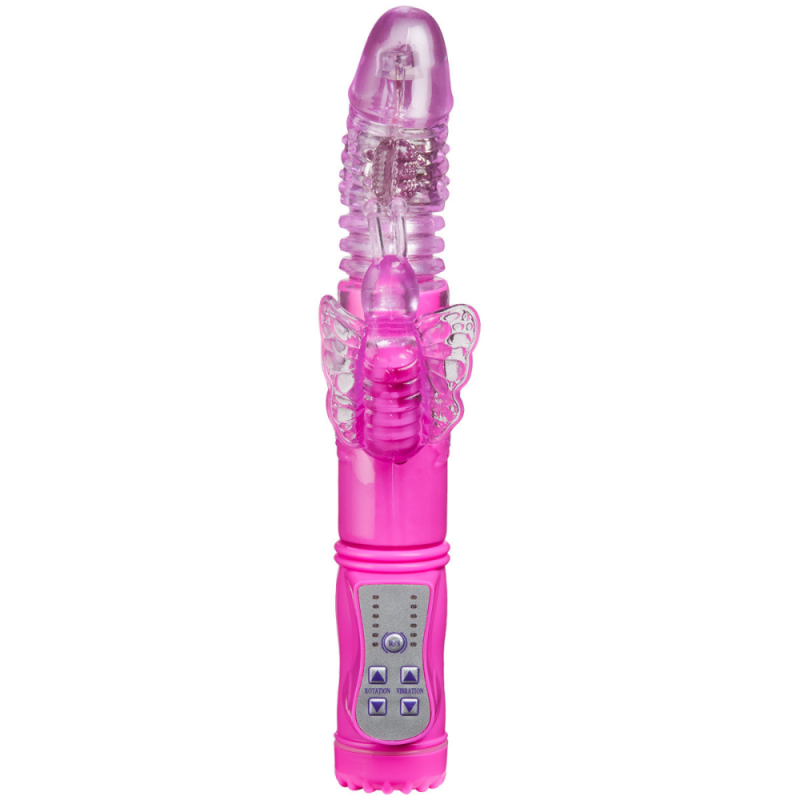 Vibromasseur rabbit 3 fonctions USB rose, va et vient,vibration et rotation, 36 modes, USB cable inclus25 cm * 4 cm