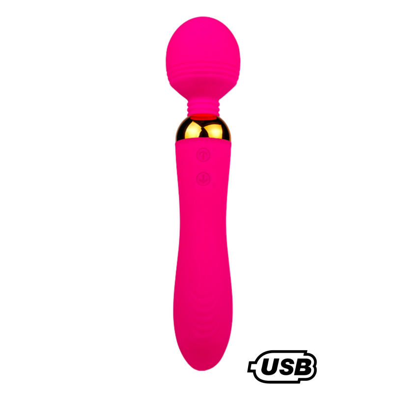 SHAKE Rose, Vibromasseur Wand USB en silicone médical avec 2 puissants moteurs indépendants