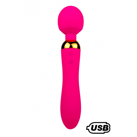 SHAKE Rose, Vibromasseur Wand USB en silicone médical avec 2 puissants moteurs indépendants