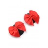 Paire de cache tétons adhésifs noir avec nœud papillon rouge