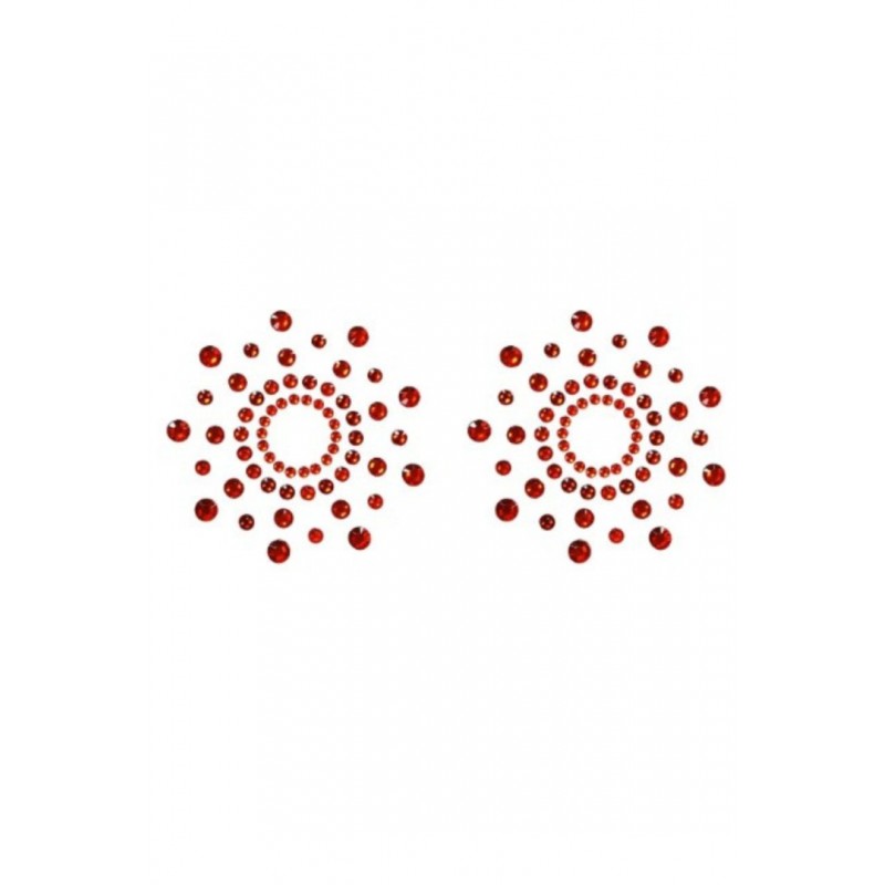 Paire de cache tétons adhésifs strass rouge