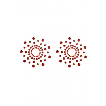 Paire de cache tétons adhésifs strass rouge