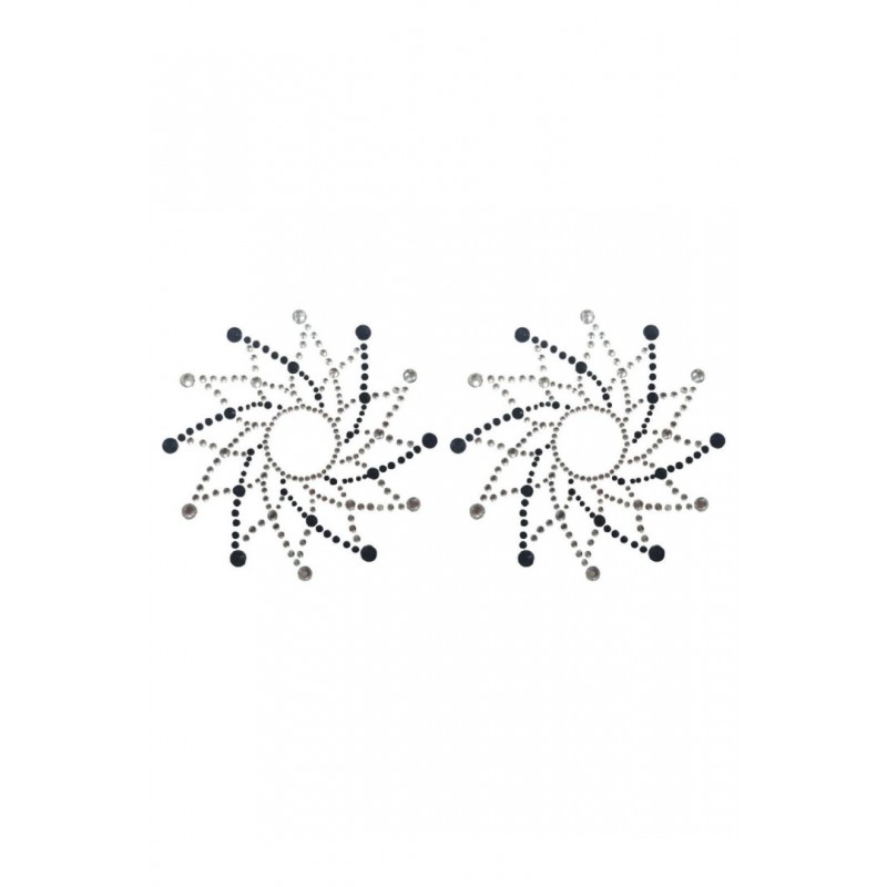 Paire de cache tétons adhésifs strass noir et blanc