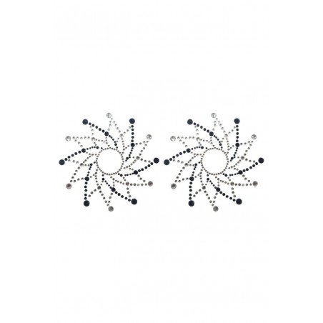 Paire de cache tétons adhésifs strass noir et blanc