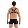 Harnais homme simili cuir larges sangles avec anneaux