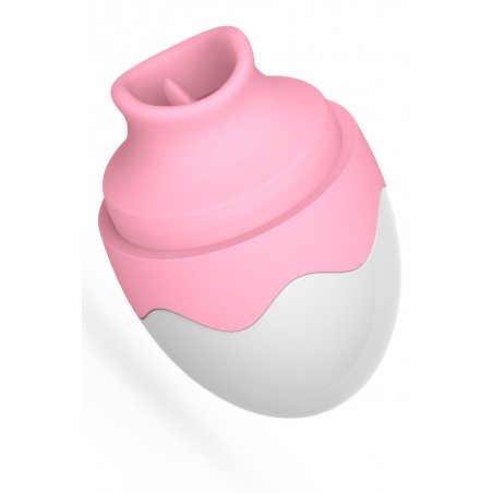 Stimulateur de clitoris en forme d'œuf, blanc et rose