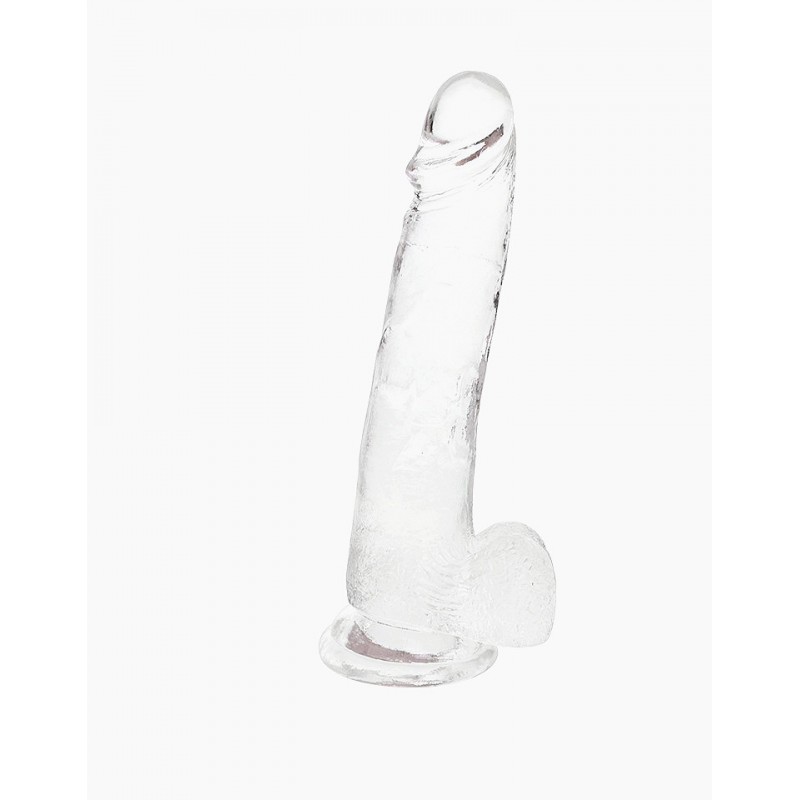 Godemiché ventouse transparent Taille M - 17,5 cm de long et 3,7 cm de diamètre