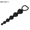 Perles anales en forme de coeur en silicone noir - LOZ-001