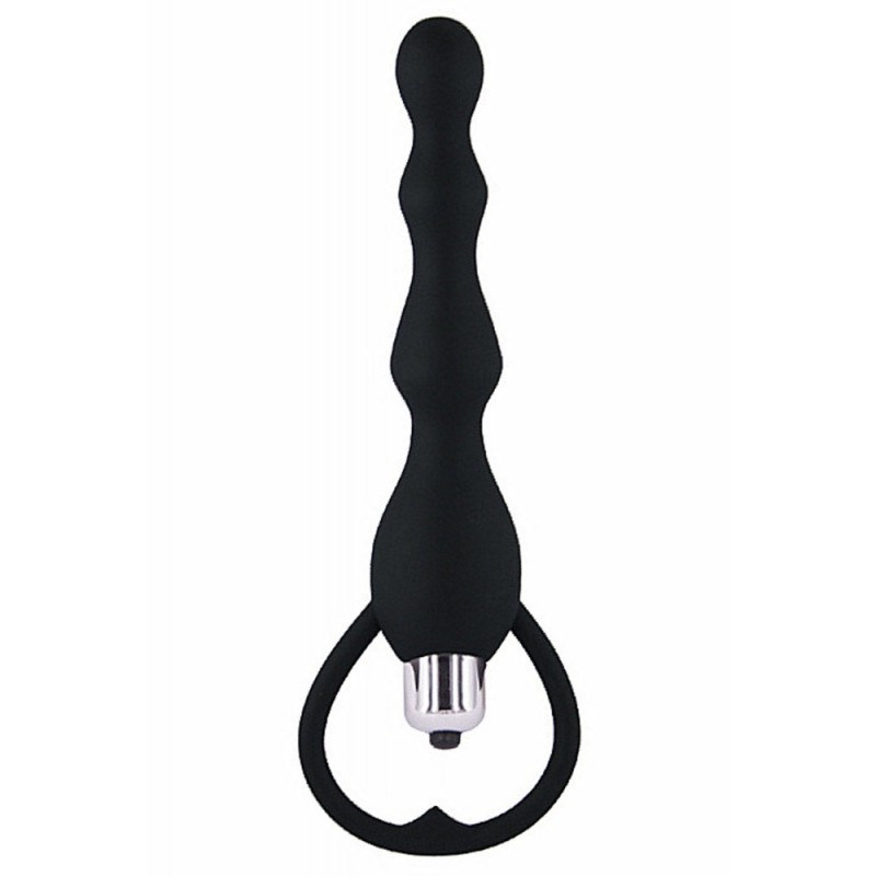 Plug anal Chapelet vibrant Noir - 16 cm