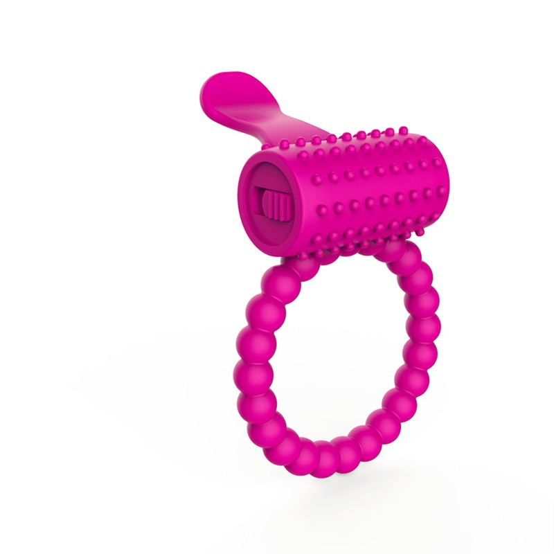 Anneau vibrant rose en silicone avec une langue stimulatrice de clitoris