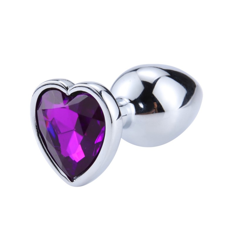 Plug anal bijou coeur aluminium bijou violet Taille M