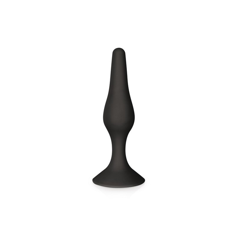 Plug anal ventouse en silicone noir 15 cm