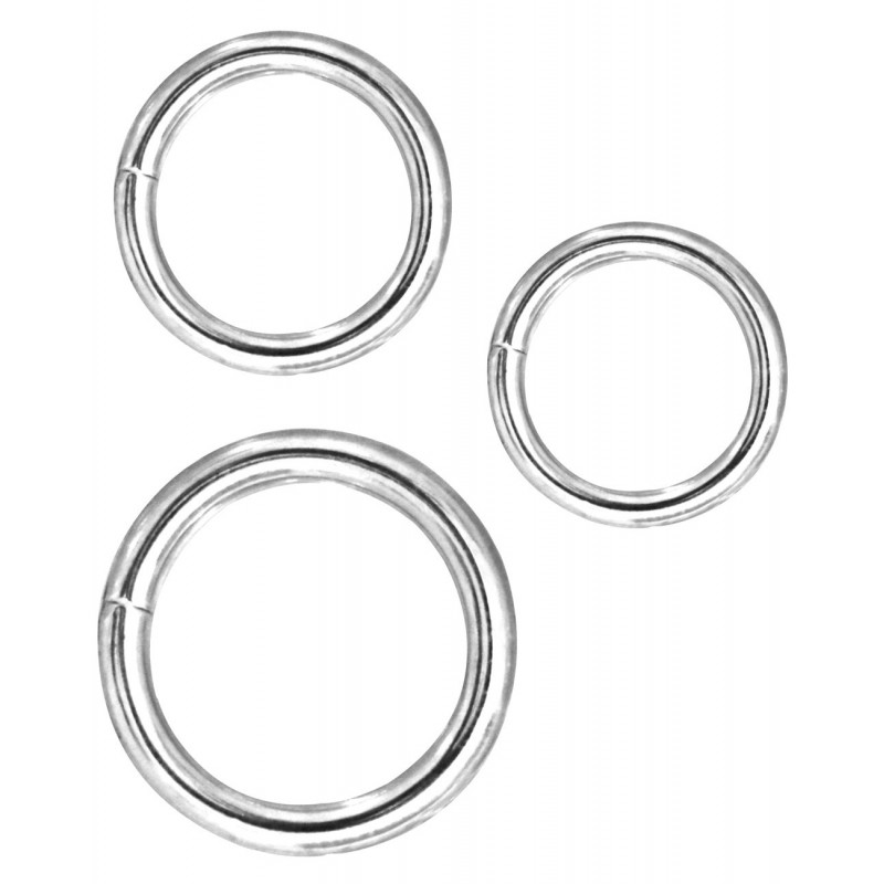 Pack 3 anneaux en métal Ø interne 3,3 mn - 4 mn - 5,3 mn