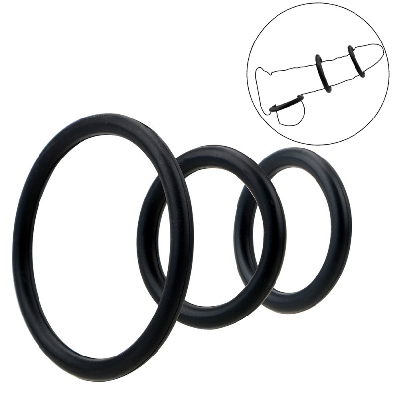 3 anneaux péniens noir