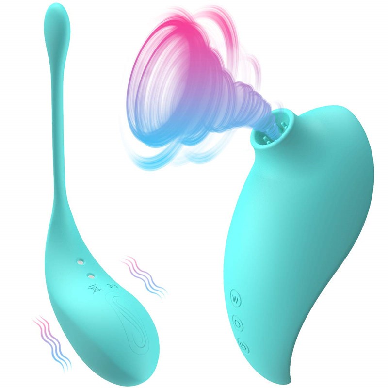 2 EN 1  stimulateur clitoris et oeuf vibrant turquoise