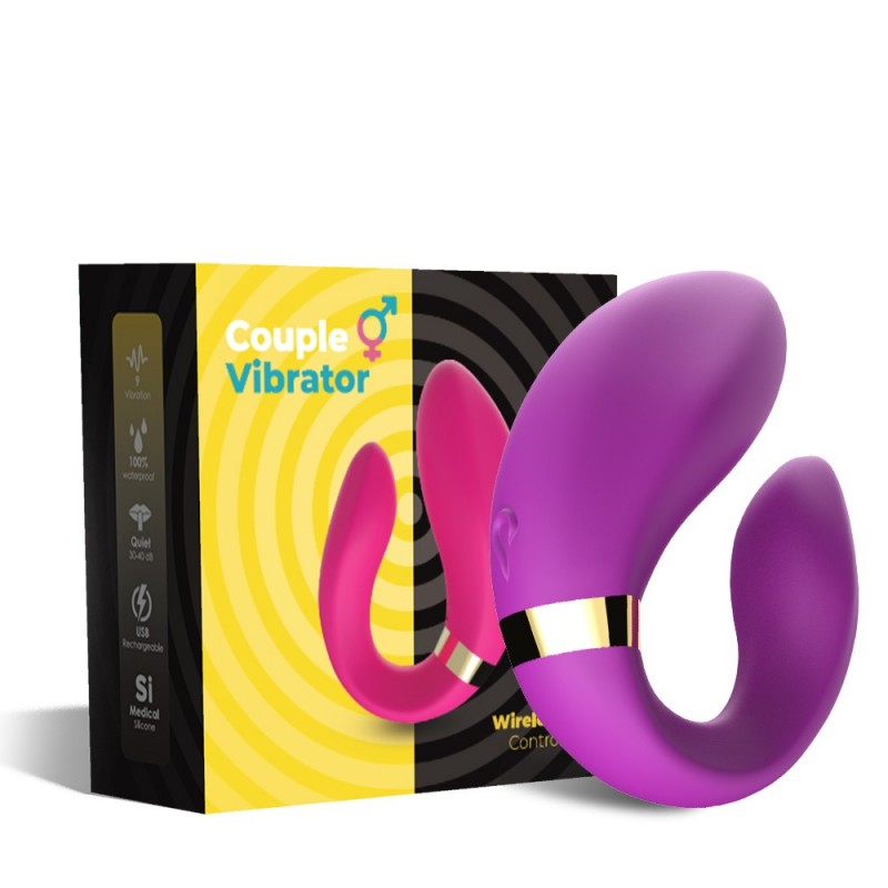 Vibromasseur forme U Violet pour couple avec double moteurs; USB