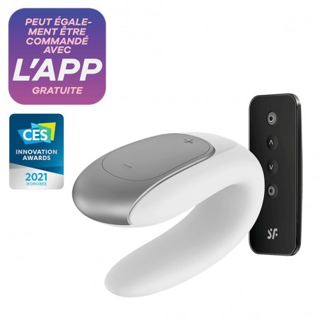 Stimulateur vibromasseur blanc de couple SATISFYER Double Fun avec télécommande - USB