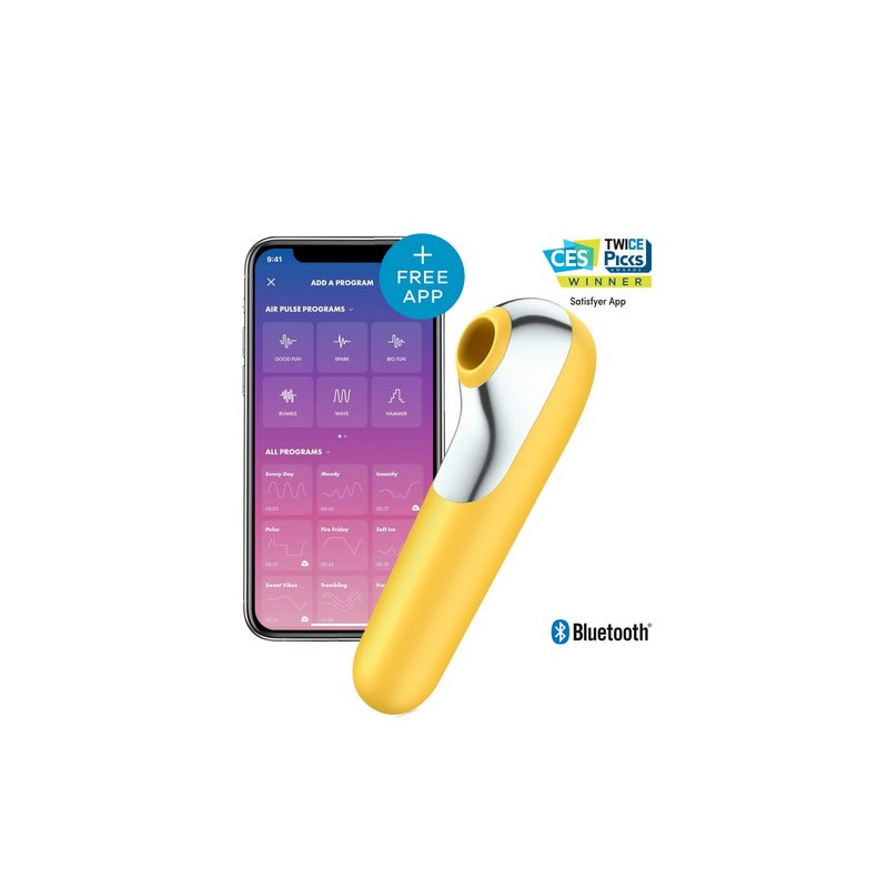 Vibromasseur stimulateur connecté USB 11 programmes jaune Dual Love Satisfyer
