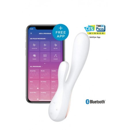 Vibromasseur connecté USB 50 combinaisons Satisfyer Mono Flex - Blanc
