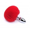 Plug anal aluminium avec pompon rouge Taille S