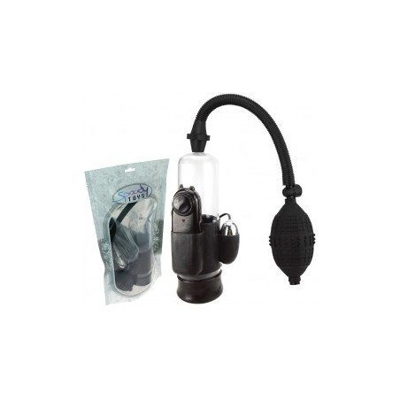 Pompe à pénis vibrante Transparent et noir - 18,5 cm