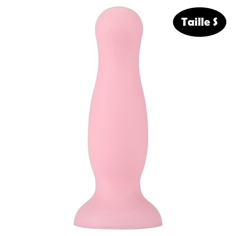 Plug anal ventouse en silicone, rose, 10,5 cm de long