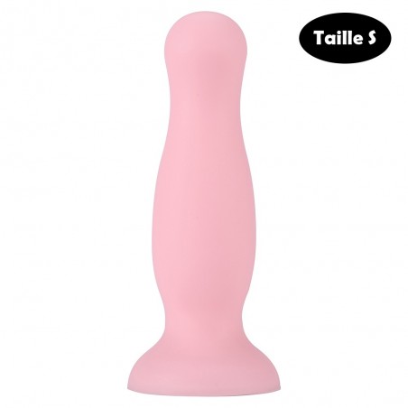 Plug anal ventouse en silicone, rose, 10,5 cm de long