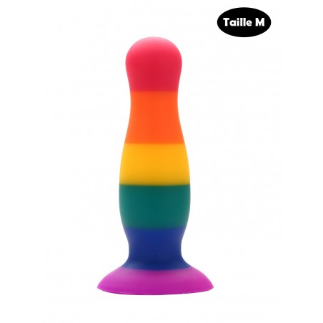 Plug anal ventouse en silicone, arc en ciel, 12,5 cm de long