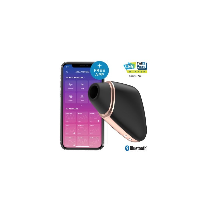 Stimulateur noir connecté USB 11  programmes Love Triangle Satisfyer