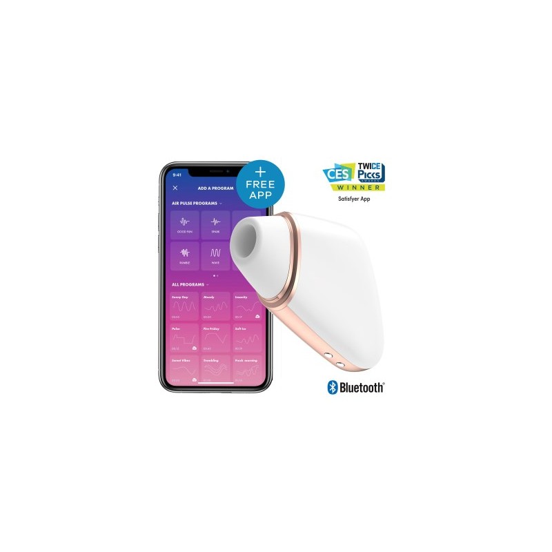 Stimulateur blanc connecté USB 11 programmes Love Triangle Satisfyer