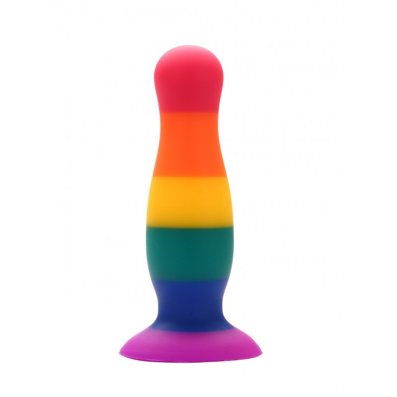 Plug anal ventouse en silicone, arc en ciel, 10,5 cm de long