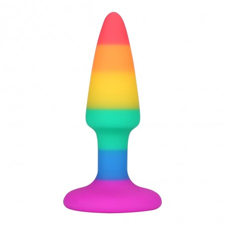 Plug anal ventouse en silicon, arc en ciel, 9,1 cm de long